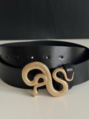 Gürtel damen schwarz schlange - schwarz,